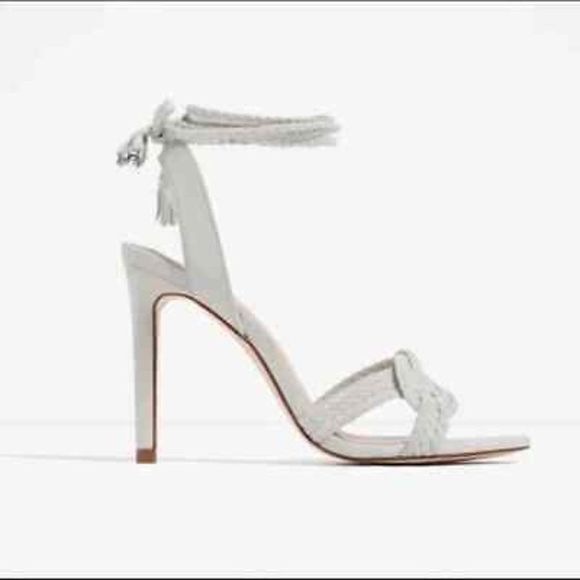 NEW Zara Leather High Heel Braided Detail Womens Size 41 US 10 Ankle Wrap - Picture 4 of 11